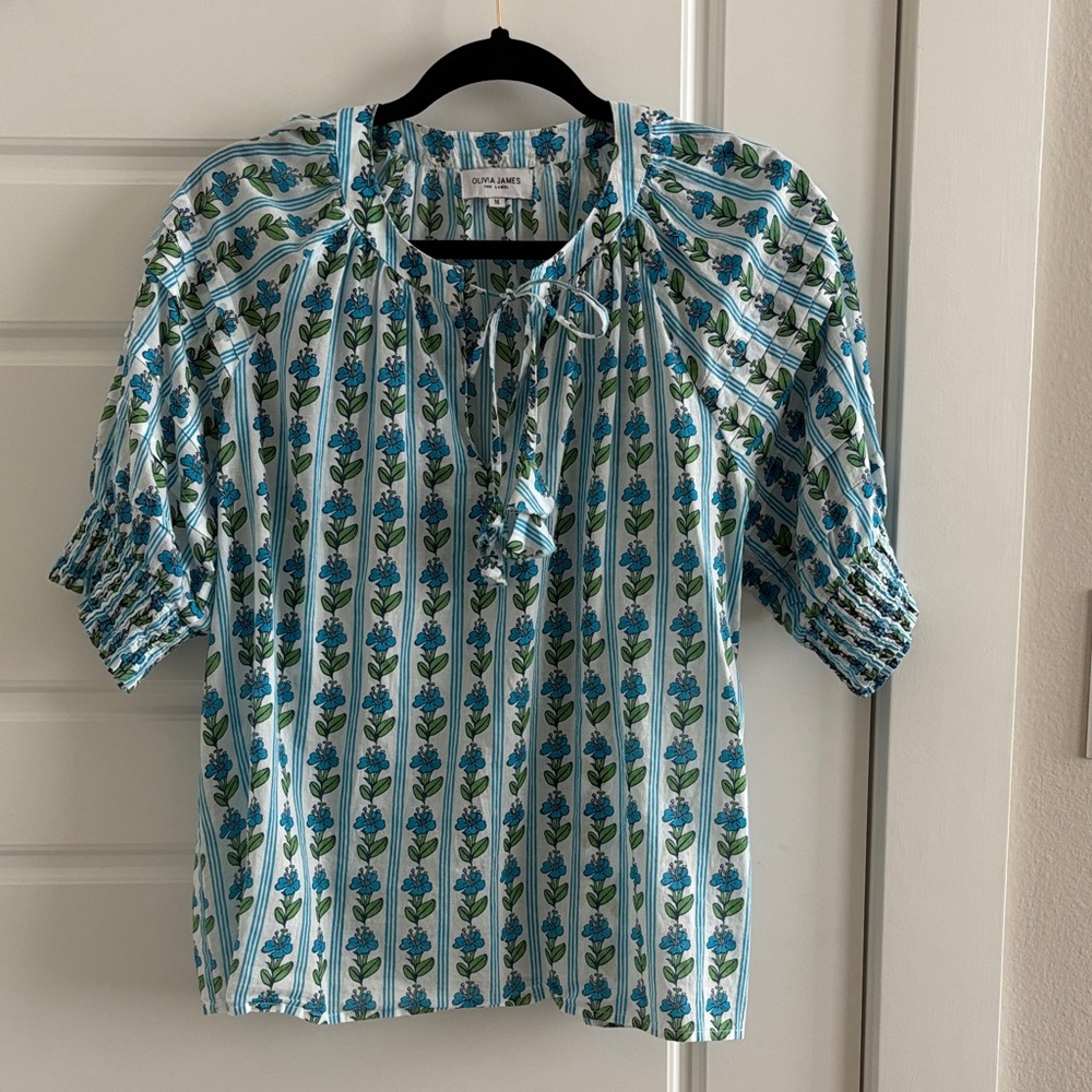 Elegant Blue and White Striped Blouse